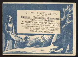 1800s Tc Advertising J M Lafolley Cigars,  Tobacco & Groceries,  Stockton,  Maine
