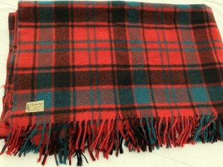 Vintage Robertson,  Ayers,  Clan Tartan,  Pure Wool Red & Green Plaid Blanket Throw