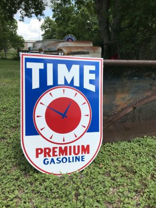 Antique Vintage Style Time Gasoline Sign