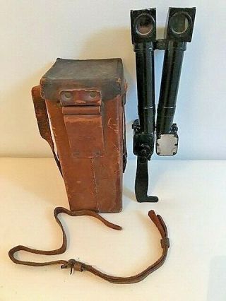 WW2 German trench binoculars periscope 8 × 24 w/case.  French made by Huet.  Orig. 2