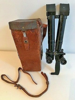 WW2 German trench binoculars periscope 8 × 24 w/case.  French made by Huet.  Orig. 3
