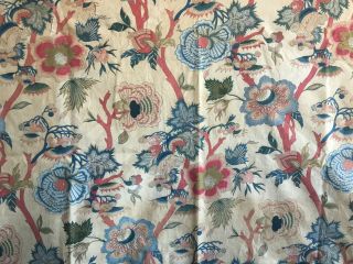 Rare 19th C.  French Cotton Printed Exotic Floral Fabric (2840) 2