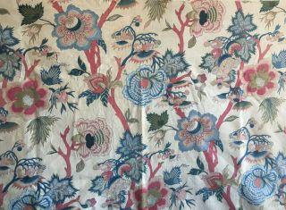 Rare 19th C.  French Cotton Printed Exotic Floral Fabric (2840) 3