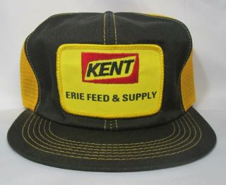 Vintage Kent Feed - Snapback Truckers Cap Hat - K - Brand - Erie Il Feed & Supply