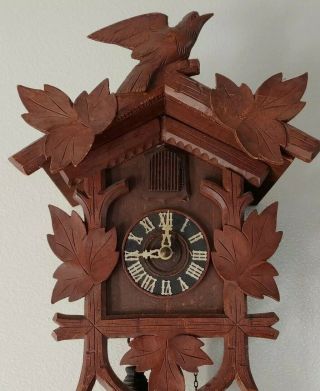 1940s German Clock Hand Carved Germany Cuckoo Wall Vintage Complete As Found
