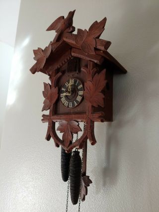 1940s German Clock Hand Carved Germany Cuckoo Wall Vintage Complete As Found 2