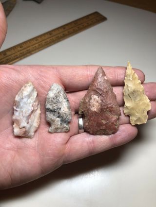 4 Deep South Field Grade Arrowheads Points Artifacts Alabama Florida Georgia