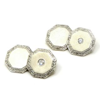 Nyjewel Estate Antique 14k Two Tone Gold 0.  12ct Diamond Cufflinks 10.  8g