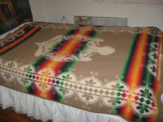 Pendleton Beaver State Woolen Mills Reversible Blanket Iroquois Turtle Design