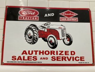 Vintage Ford Motors Porcelain Sign Automobile Service Gas Station Dealership