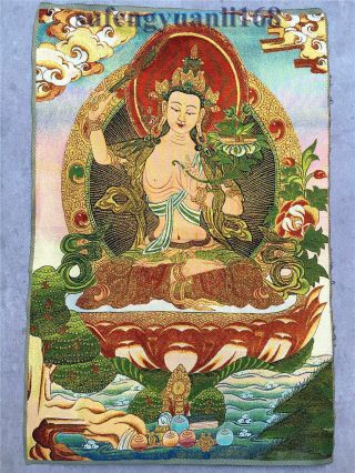 35 " Tibet Silk Embroidery Art Tangka Buddhism Shakyamuni Buddha Statue Painting
