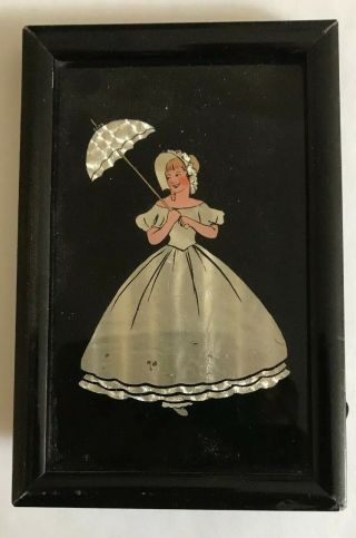 Art Deco Small Picture Of A Lady In A Crinoline With Parasol