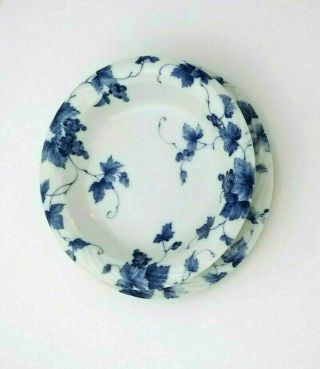 Adam And Eve Dish Bowl Set Table Ware Blue White Floral Design 2 Piece Set Japan