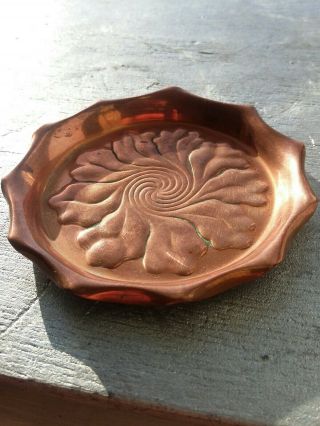 Arts & Crafts Copper Pin Dish Pie Crust Edge Spiral Keswick Style Antique 1900s