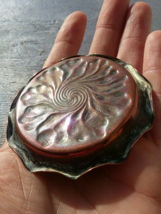 Arts & Crafts Copper Pin Dish Pie Crust Edge Spiral Keswick Style Antique 1900s 3
