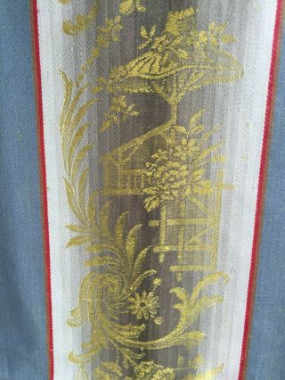 3 Mtrs DIVINE LONG ANTIQUE FRENCH LYON SILK BROCADE CHATEAU TAPESTRY PANEL c1850 3