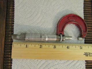 Vintage L.  S Starrett 436 Micrometer - 0 - 1 " -.  001 " - Red And Silver Color