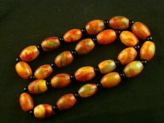 29 Inches Large Chinese Old Jade Beads Prayer Necklace D139