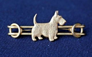 Large 2 " Long Darling Vintage 14k Scottish Terrier,  Scottie Dog,  Brooch Pin