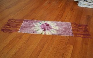 Antique Victorian Tie Dyed Velvet Table Runner Piano Scarf 7 " Fringe 8 " X 21 "