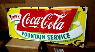 Porcelain Metal Drink Coca Cola Fountain Sign