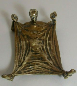 Vintage Brass Gothic Devil With Horns Ashtray / Calling Card Tray / Poche Vide