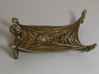 Vintage Brass Gothic Devil With Horns Ashtray / Calling Card Tray / Poche Vide 2