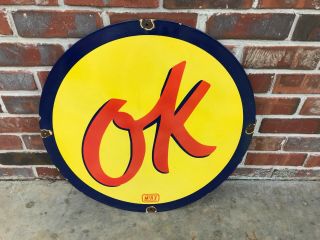 Old " Ok Cars " Porcelain Dealer Sign (24 " Inch) Sign