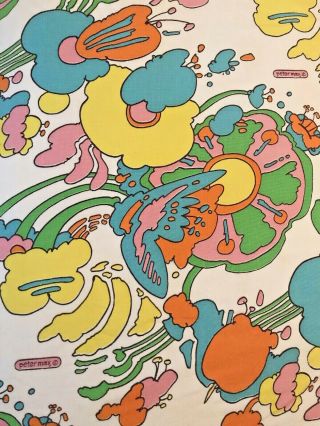Vintage Peter Max Twin Bedspread Cover 1970s Windswept Pop Floral Pattern Rare
