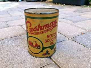 Vintage Cushman Motor Scooter " Full " Oil Can Old Gas Station Garage Motorcycle