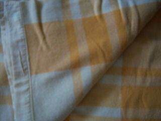 Vintage 1950 ' s 100 Wool Twin Blanket by St.  Mary Large Plaid w Satin Trim Exc 3