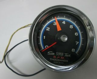 Vintage Sun Sst - 802 Tach 8,  000 Rpm Blue Line Tachometer