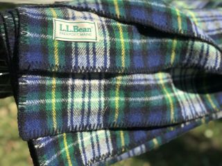 Vintage Ll Bean Classic Wool Blanket Tartan Plaid Blue Green 88 X 70 Made In Usa