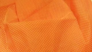 4.  5 Yds Vintage Flocked White Dotted Swiss On Sherbert Orange Sheer Fabric