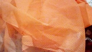 4.  5 yds vintage Flocked White Dotted Swiss on Sherbert Orange Sheer Fabric 2