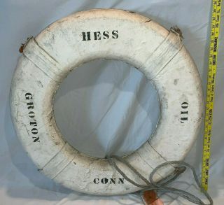 Antique Hess Oil Groton Conn Ship Tanker Life Preserver Ring Old Gas Station Ct