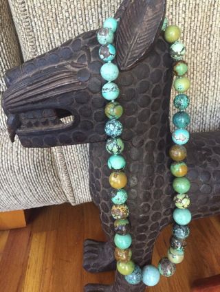 One Of A Kind Vintage Chinese Carved Turquoise Coral Mosaic Necklace