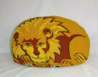 Vtg Lion Shaped Needlepoint Decorative Throw Pillow 14 "