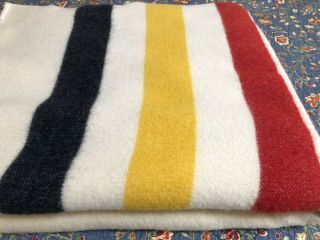 Vintage Hudson Bay Style Wool Stripe Point Blanket 68 " X 84 "
