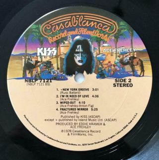 KISS ACE FREHLEY Self - Titled CASABLANCA NBLP 7121 LP w/ POSTER,  INSERT 3