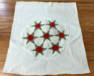Antique c 1890 - 1900 7 Sisters STAR Quilt Top pc Red Green 2