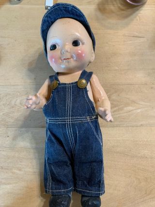 Pretty Composition Buddy Lee Doll In Lee Denim Overalls And Lee Denim Hat