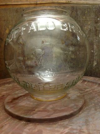 Rare Antique Embossed Buffalo Brand Salted Peanuts Globe Or Counter Display Jar