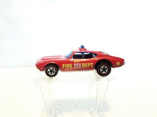 Vintage 1969 Hot Wheels Redline Fire Department Chief Olds Cutlass 442 Red