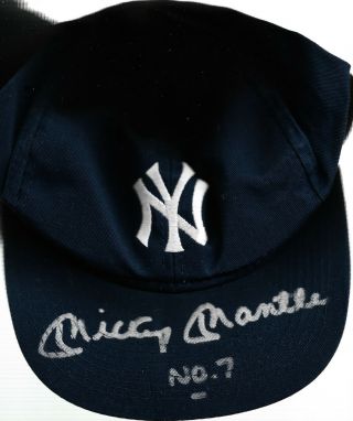 Mickey Mantle Vintage Hand Signed York Yankees Cap With R&r Certificate Of