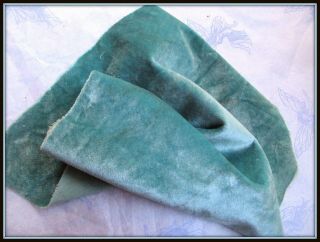 Unique Antique Edwardian Silk Velvet Fabric Fragment Lovely Htf Shade Of Blue