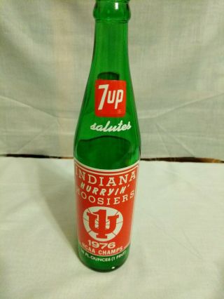 1976 Vintage 7up Bottle Iu Indiana University Hoosiers Ncaa Champs Basketball