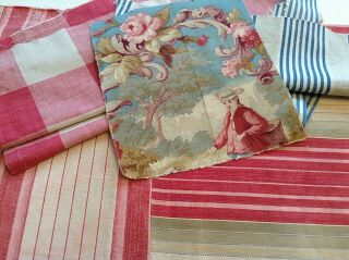 Antique Vintage French Fabric 6 Piece Pack Bundles For Projects Sewing Dolls