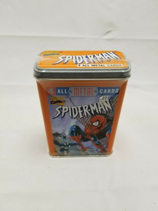 1996 Marvel Comics Spider - Man 4 All Metal Cards Nip Collectors Tin