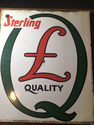Rare 1950s Sterling Gasoline Porcelain Pump Plate Gas Oil Advertising Sign Rare